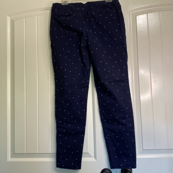 Boden Rachel Spot Chino NAVY WITH BLUE POLKA DOTS Trousers Sz 8 - Picture 9 of 15